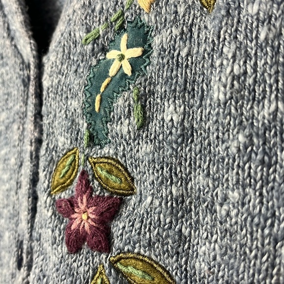 Classic Elements Autumn themed button down knit vest Sz M Blue - Picture 6 of 11